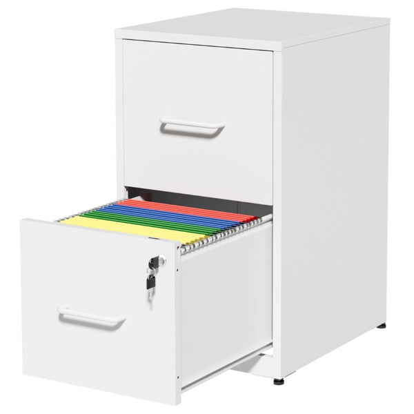 English Elm 2 Drawer Locking Steel Vertical File Cabinet for Under Desk Home Office Storage White Without Wheels T2398P544577