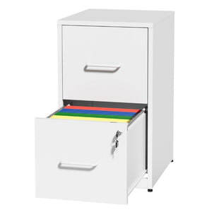 English Elm 2 Drawer Locking Steel Vertical File Cabinet for Under Desk Home Office Storage White Without Wheels T2398P544577