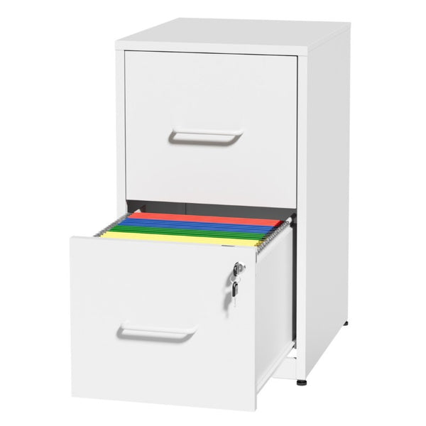 English Elm 2 Drawer Locking Steel Vertical File Cabinet for Under Desk Home Office Storage White Without Wheels T2398P544577