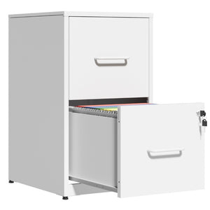 English Elm 2 Drawer Locking Steel Vertical File Cabinet for Under Desk Home Office Storage White Without Wheels T2398P544577