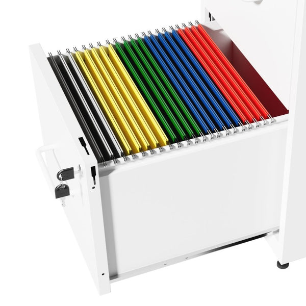 English Elm 2 Drawer Locking Steel Vertical File Cabinet for Under Desk Home Office Storage White Without Wheels T2398P544577