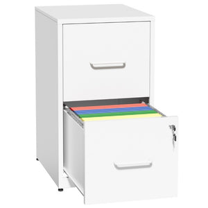 English Elm 2 Drawer Locking Steel Vertical File Cabinet for Under Desk Home Office Storage White Without Wheels T2398P544577