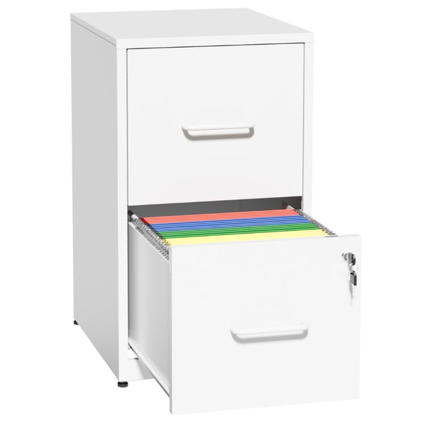 English Elm 2 Drawer Locking Steel Vertical File Cabinet for Under Desk Home Office Storage White Without Wheels T2398P544577