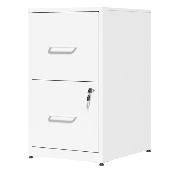 English Elm 2 Drawer Locking Steel Vertical File Cabinet for Under Desk Home Office Storage White Without Wheels T2398P544577