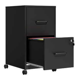 English Elm 2 Drawer Locking Steel Vertical File Cabinet for Under Desk Home Office Storage Black With Wheels T2398P544578