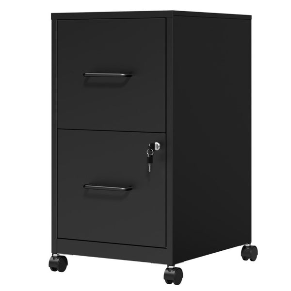 English Elm 2 Drawer Locking Steel Vertical File Cabinet for Under Desk Home Office Storage Black With Wheels T2398P544578