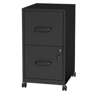 English Elm 2 Drawer Locking Steel Vertical File Cabinet for Under Desk Home Office Storage Black With Wheels T2398P544578
