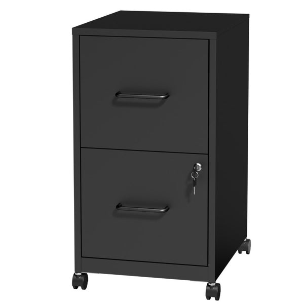 English Elm 2 Drawer Locking Steel Vertical File Cabinet for Under Desk Home Office Storage Black With Wheels T2398P544578