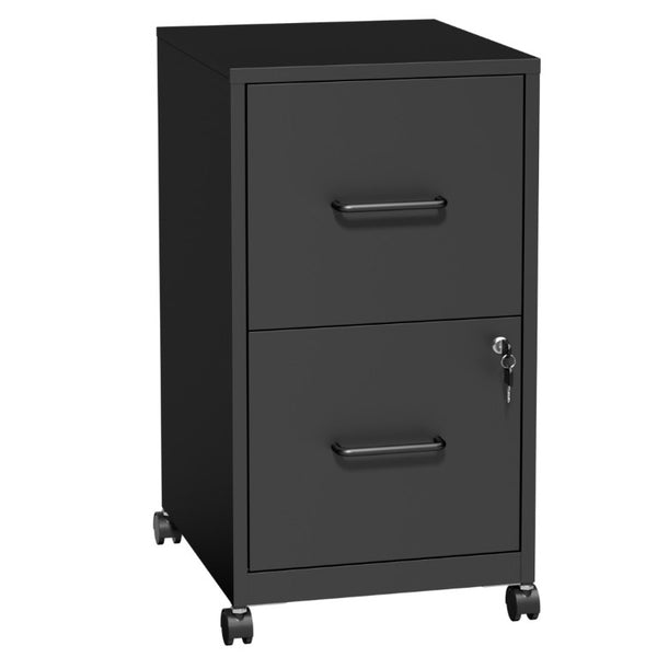 English Elm 2 Drawer Locking Steel Vertical File Cabinet for Under Desk Home Office Storage Black With Wheels T2398P544578