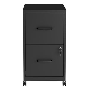 English Elm 2 Drawer Locking Steel Vertical File Cabinet for Under Desk Home Office Storage Black With Wheels T2398P544578