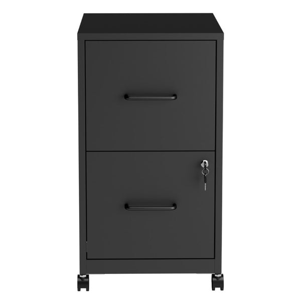 English Elm 2 Drawer Locking Steel Vertical File Cabinet for Under Desk Home Office Storage Black With Wheels T2398P544578