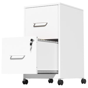 English Elm 2 Drawer Locking Steel Vertical File Cabinet for Under Desk Home Office Storage White With Wheels T2398P544579