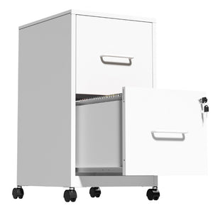 English Elm 2 Drawer Locking Steel Vertical File Cabinet for Under Desk Home Office Storage White With Wheels T2398P544579