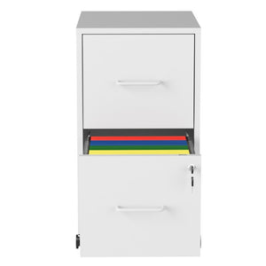 English Elm 2 Drawer Locking Steel Vertical File Cabinet for Under Desk Home Office Storage White With Wheels T2398P544579