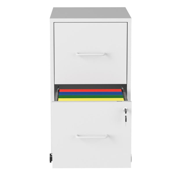 English Elm 2 Drawer Locking Steel Vertical File Cabinet for Under Desk Home Office Storage White With Wheels T2398P544579