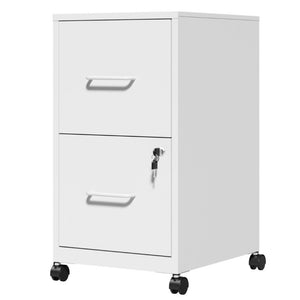 English Elm 2 Drawer Locking Steel Vertical File Cabinet for Under Desk Home Office Storage White With Wheels T2398P544579