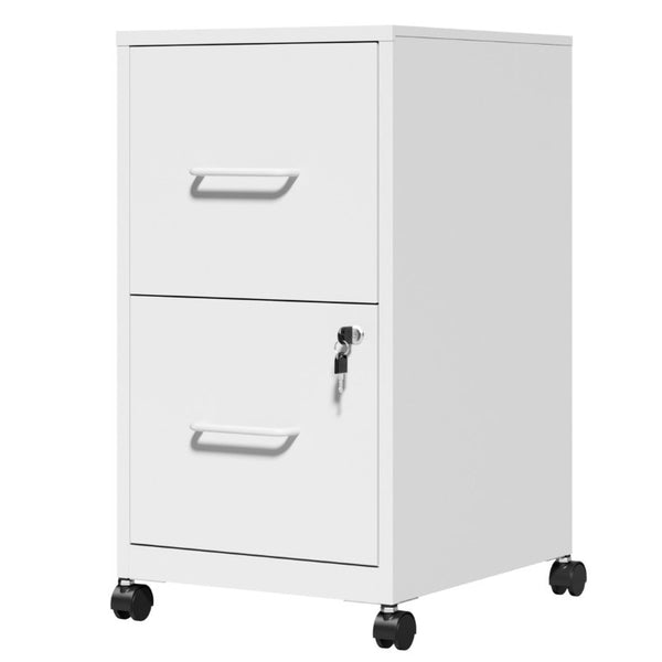 English Elm 2 Drawer Locking Steel Vertical File Cabinet for Under Desk Home Office Storage White With Wheels T2398P544579