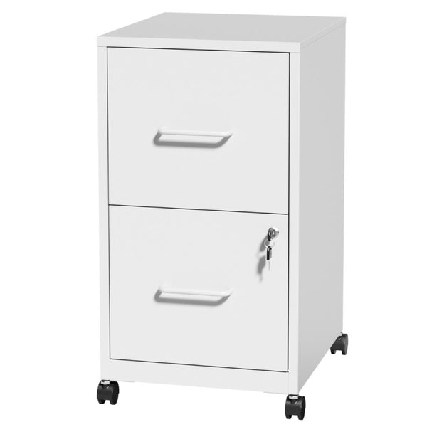 English Elm 2 Drawer Locking Steel Vertical File Cabinet for Under Desk Home Office Storage White With Wheels T2398P544579