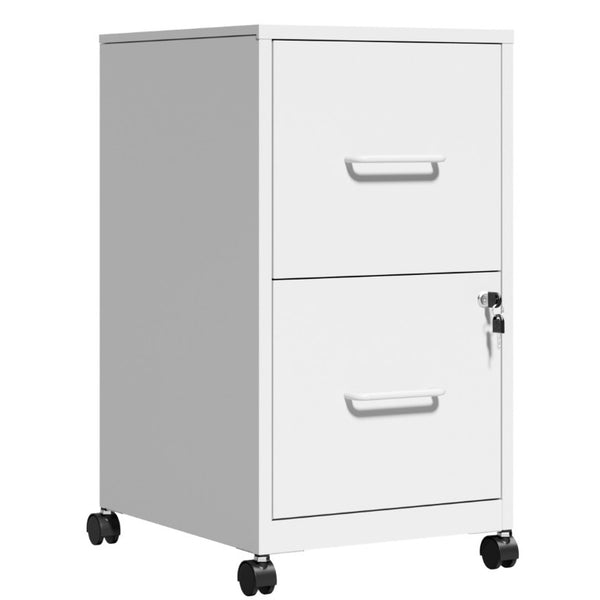 English Elm 2 Drawer Locking Steel Vertical File Cabinet for Under Desk Home Office Storage White With Wheels T2398P544579