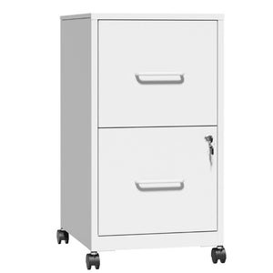 English Elm 2 Drawer Locking Steel Vertical File Cabinet for Under Desk Home Office Storage White With Wheels T2398P544579