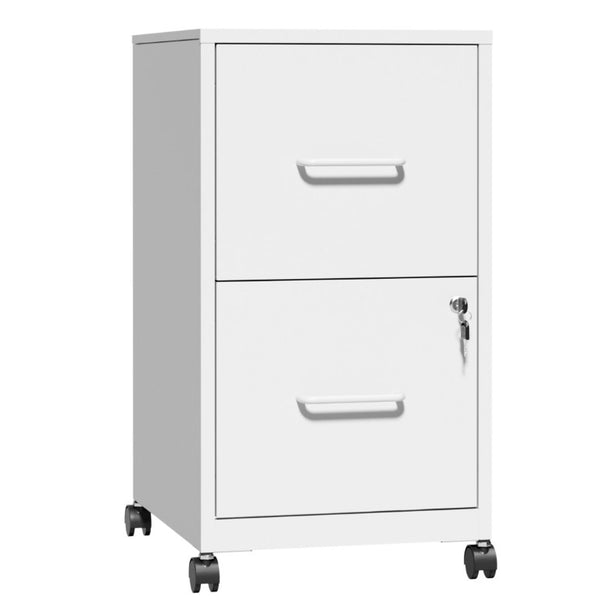 English Elm 2 Drawer Locking Steel Vertical File Cabinet for Under Desk Home Office Storage White With Wheels T2398P544579