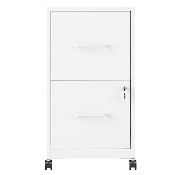 English Elm 2 Drawer Locking Steel Vertical File Cabinet for Under Desk Home Office Storage White With Wheels T2398P544579