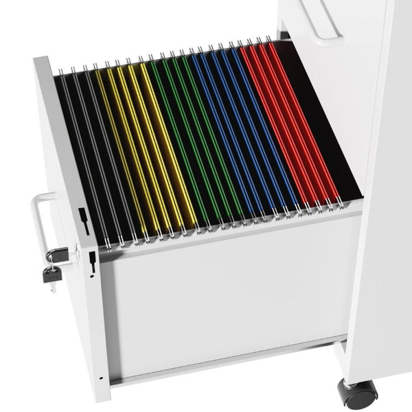 English Elm 2 Drawer Locking Steel Vertical File Cabinet for Under Desk Home Office Storage White With Wheels T2398P544579