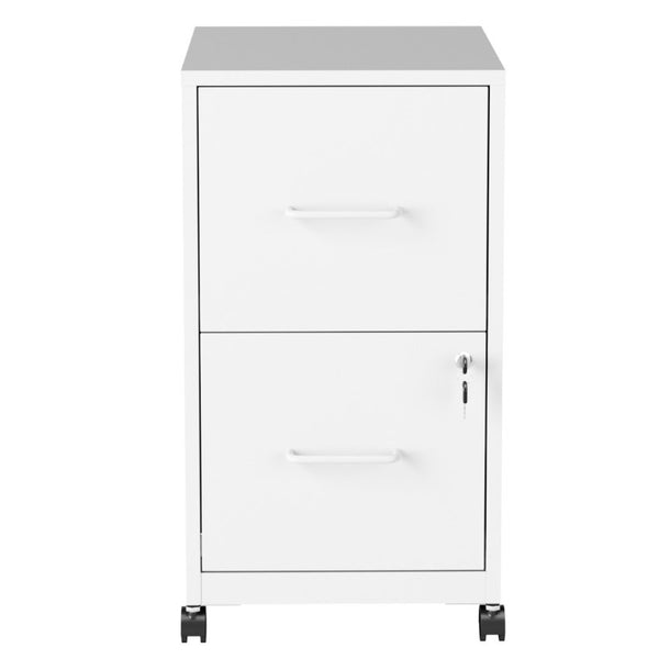 English Elm 2 Drawer Locking Steel Vertical File Cabinet for Under Desk Home Office Storage White With Wheels T2398P544579