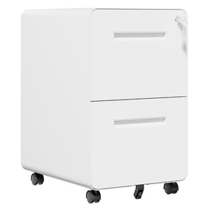 English Elm 2 Drawer Rolling Steel File Cabinet Locking Mobile Office Storage Under Desk White T2398P544580
