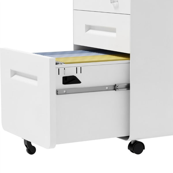 English Elm 2 Drawer Rolling Steel File Cabinet Locking Mobile Office Storage Under Desk White T2398P544580