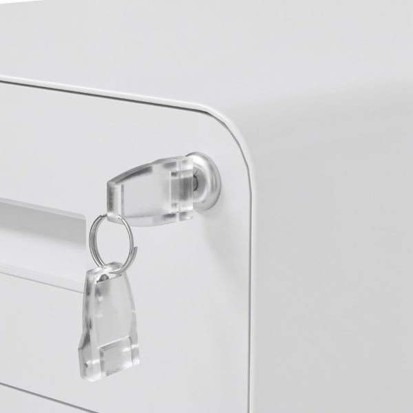 English Elm 2 Drawer Rolling Steel File Cabinet Locking Mobile Office Storage Under Desk White T2398P544580