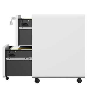 English Elm 2 Drawer Rolling Steel File Cabinet Locking Mobile Office Storage Under Desk White T2398P544580