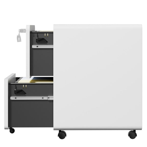 English Elm 2 Drawer Rolling Steel File Cabinet Locking Mobile Office Storage Under Desk White T2398P544580