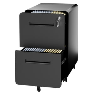 English Elm 2 Drawer Rolling Steel File Cabinet Locking Mobile Office Storage Under Desk Black T2398P544581