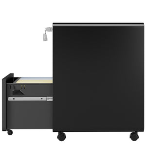 English Elm 2 Drawer Rolling Steel File Cabinet Locking Mobile Office Storage Under Desk Black T2398P544581