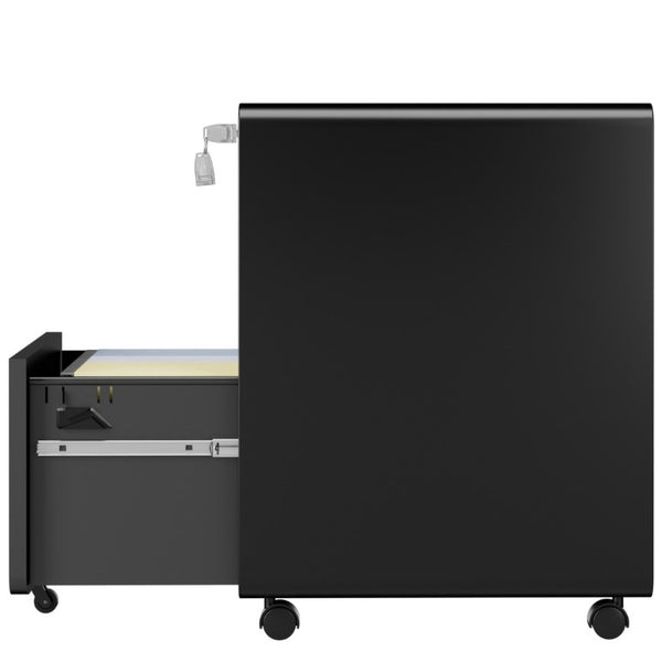 English Elm 2 Drawer Rolling Steel File Cabinet Locking Mobile Office Storage Under Desk Black T2398P544581