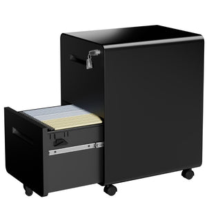 English Elm 2 Drawer Rolling Steel File Cabinet Locking Mobile Office Storage Under Desk Black T2398P544581