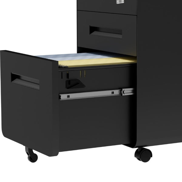 English Elm 2 Drawer Rolling Steel File Cabinet Locking Mobile Office Storage Under Desk Black T2398P544581
