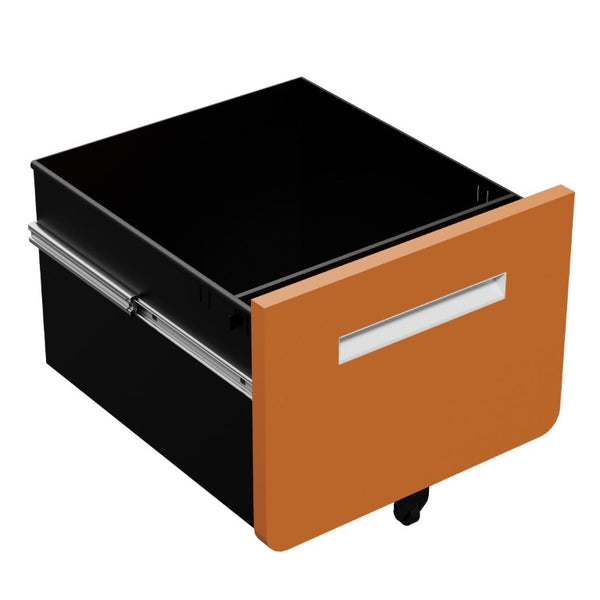 English Elm 3 Drawer Rolling Steel File Cabinet Locking Mobile Office Storage on Silent Casters White+Light Orange T2398P544582