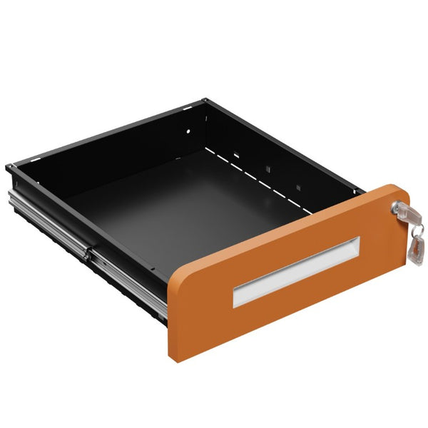 English Elm 3 Drawer Rolling Steel File Cabinet Locking Mobile Office Storage on Silent Casters White+Light Orange T2398P544582