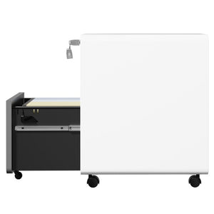 English Elm 3 Drawer Rolling Steel File Cabinet Locking Mobile Office Storage on Silent Casters White+Gray T2398P544583
