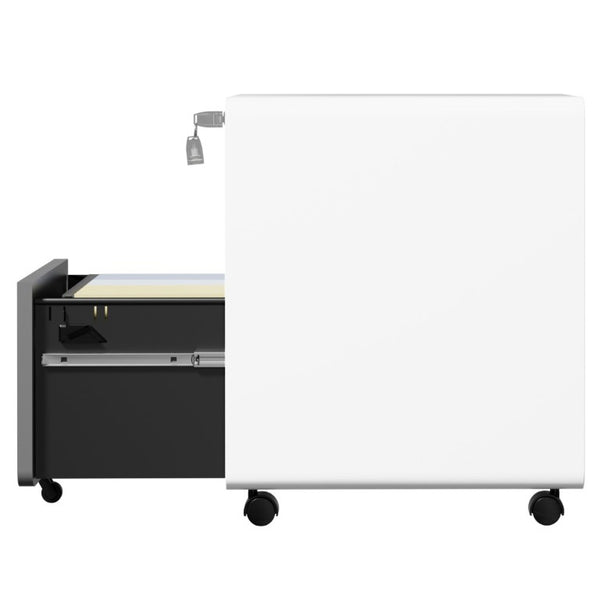 English Elm 3 Drawer Rolling Steel File Cabinet Locking Mobile Office Storage on Silent Casters White+Gray T2398P544583