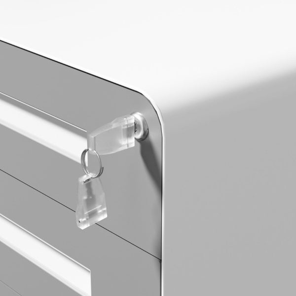 English Elm 3 Drawer Rolling Steel File Cabinet Locking Mobile Office Storage on Silent Casters White+Gray T2398P544583
