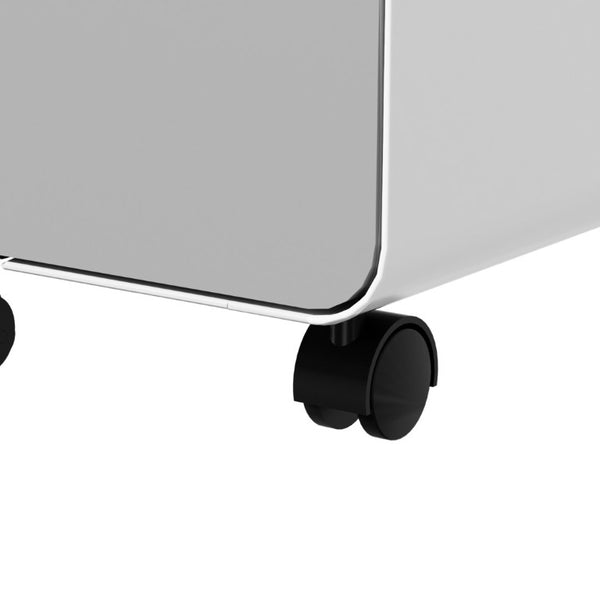 English Elm 3 Drawer Rolling Steel File Cabinet Locking Mobile Office Storage on Silent Casters White+Gray T2398P544583