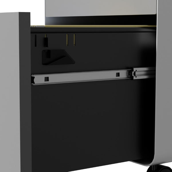 English Elm 3 Drawer Rolling Steel File Cabinet Locking Mobile Office Storage on Silent Casters White+Gray T2398P544583