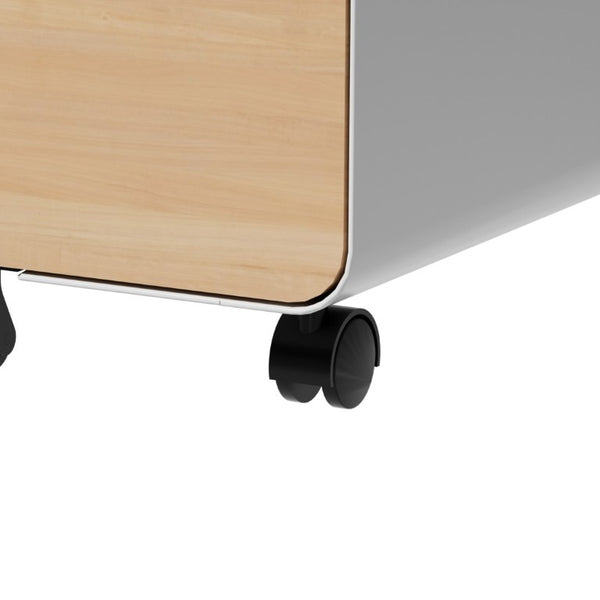 English Elm 3 Drawer Rolling Steel File Cabinet Locking Mobile Office Storage on Silent Casters White+Oak T2398P544584