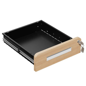 English Elm 3 Drawer Rolling Steel File Cabinet Locking Mobile Office Storage on Silent Casters White+Oak T2398P544584