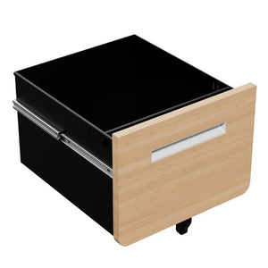 English Elm 3 Drawer Rolling Steel File Cabinet Locking Mobile Office Storage on Silent Casters White+Oak T2398P544584
