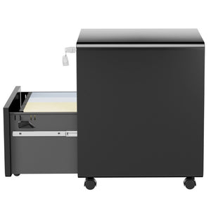 English Elm 3 Drawer Rolling Steel File Cabinet Locking Mobile Office Storage on Silent Casters Black T2398P544585