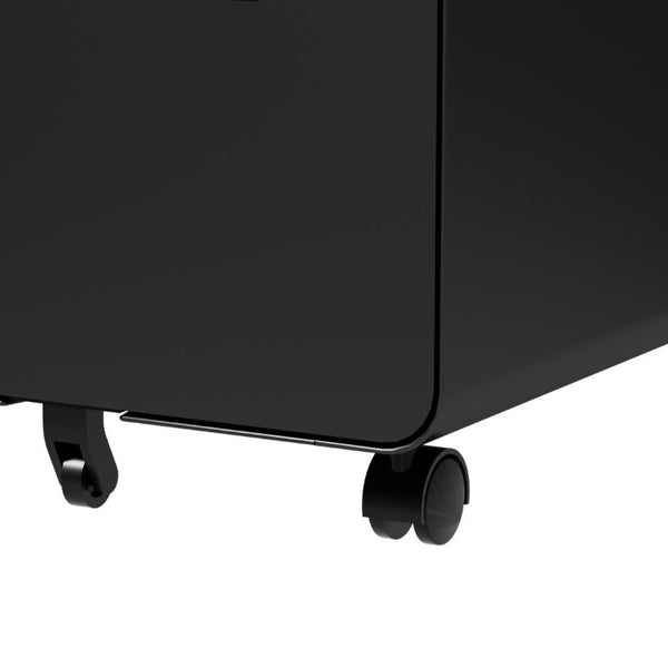 English Elm 3 Drawer Rolling Steel File Cabinet Locking Mobile Office Storage on Silent Casters Black T2398P544585